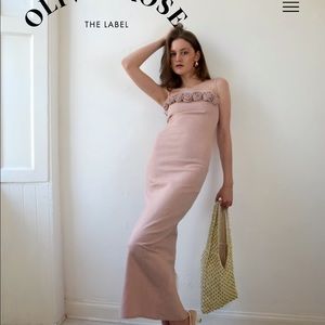 sabrina dress with rosette detailing in pink